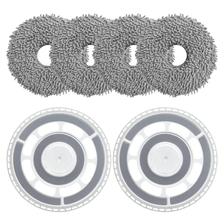4 Wischtücher mit 2 Ersatzhalterung Zubehör für Roborock Qrevo S/Qrevo Master/Qrevo Pro/Qrevo Plus/Q