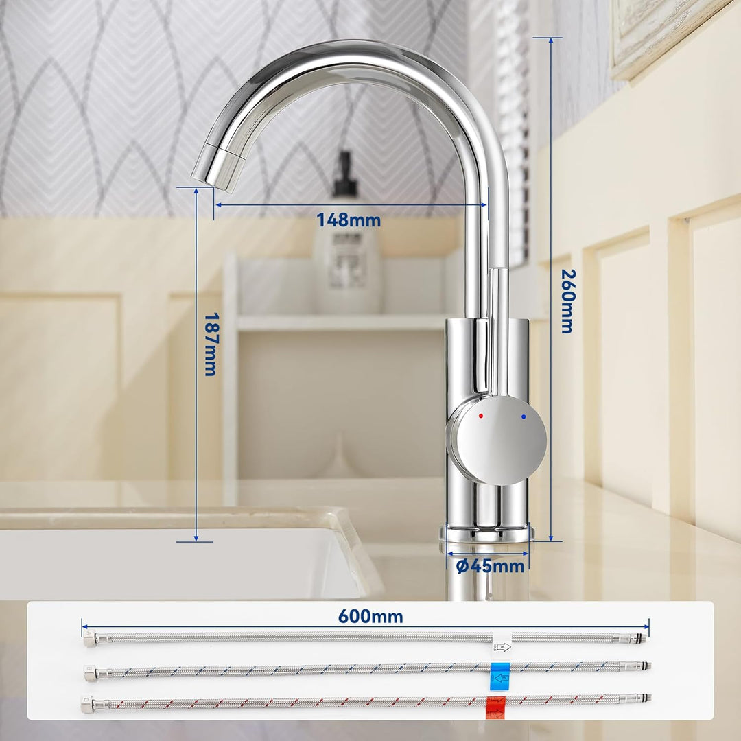 Auralum Küchenarmatur Niederdruck Armatur Küche/Bad, 360°Drehbar Wasserhahn Küche Niederdruck mit 3