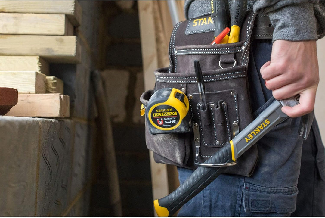 Stanley STST1-80114 Hammer- und Nageltasche aus Büffelleder, Braun/Gelb, L