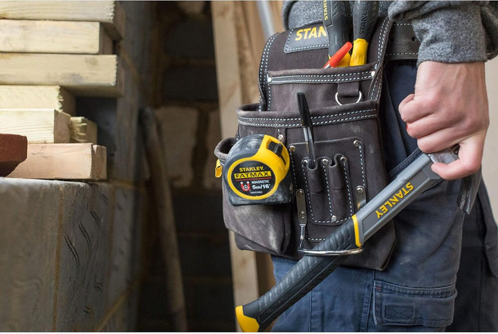 Stanley STST1-80114 Hammer- und Nageltasche aus Büffelleder, Braun/Gelb, L