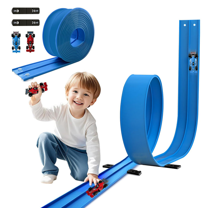 Autorennbahn Rennbahn 4.5M für Hot Wheels, Flexible Rennstrecke Auto Autorennbahn Rennbahn Spielzeug
