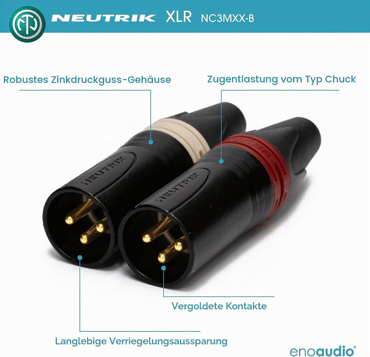 enoaudio Mogami 2534 Quad Stereo Paar (L,R) Audio Kabel | Neutrik Gold XLR female - XLR male | HiFi,
