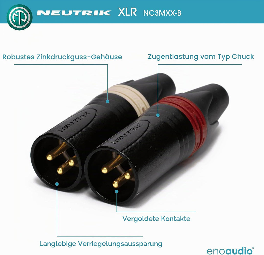 enoaudio Mogami 2534 Quad Stereo Paar (L,R) Audio Kabel | Neutrik Gold XLR female - XLR male | HiFi,