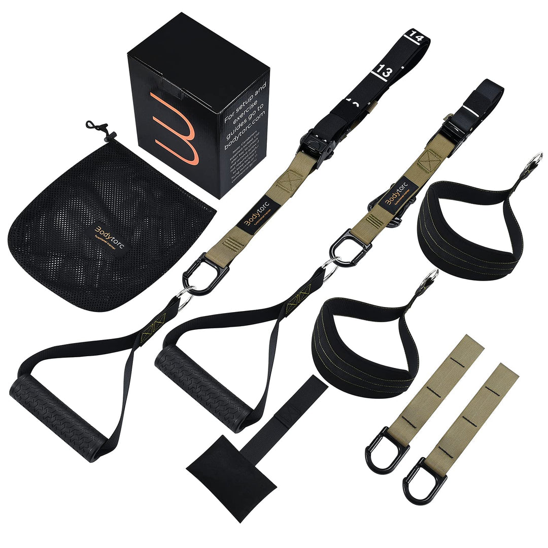 Suspension Trainer, Bodyweight Training Straps for Full Body Workouts at Home, Includes Door Anker,