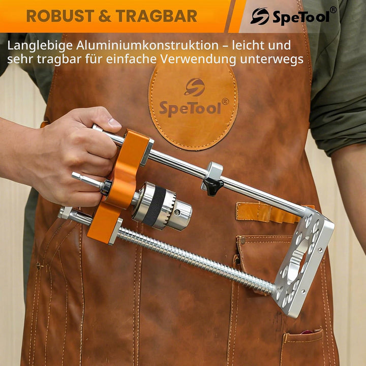 SpeTool S04003 Portable Drill Guide, 1/2" Chuck-Handbohrmaschine für gerade Löcher, 0-160 mm Tiefe,
