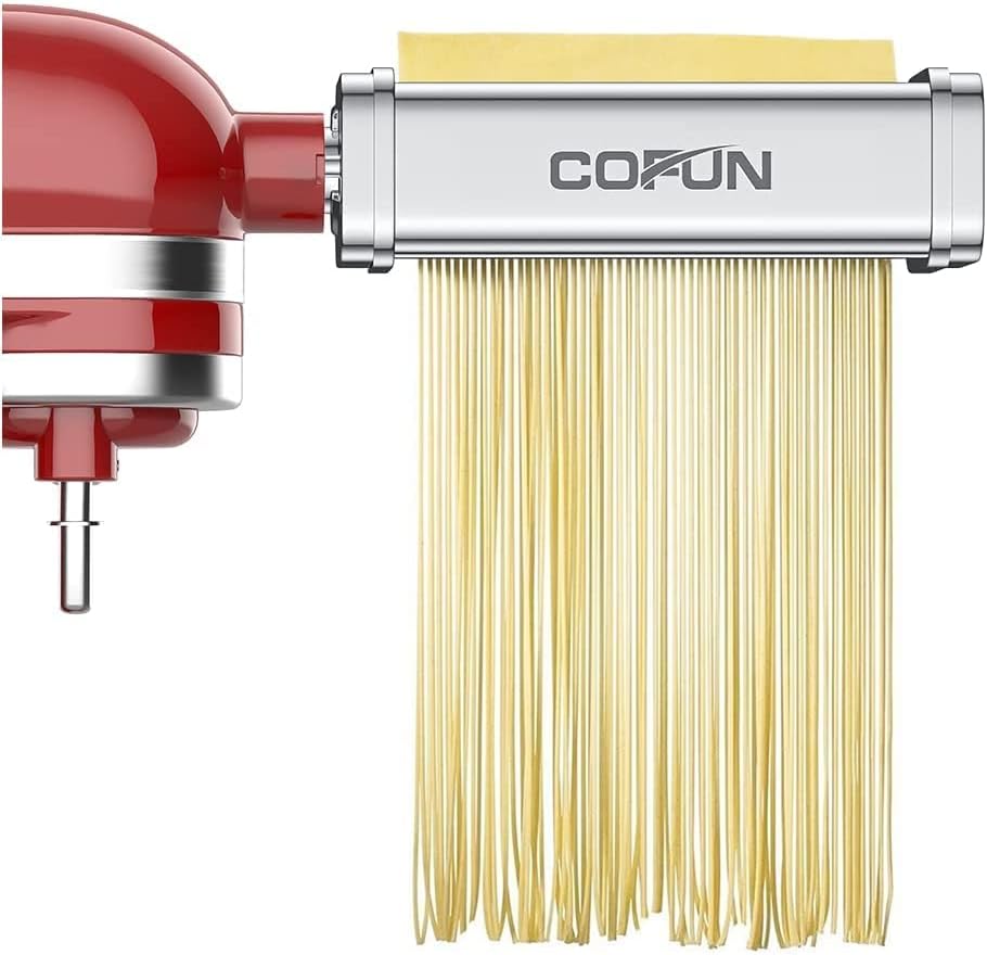 COFUN Edelstahl Nudelaufsatz für Kitchenaid Küchenmaschine, 3-In-1 Kitchen Aid Nudelaufsatz Set, Nud