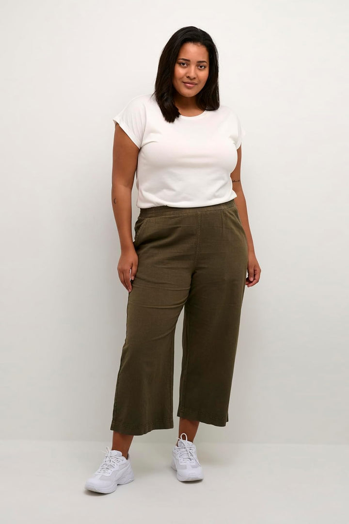 KAFFE CURVE Casual Hose KCnana Damen Grosse Grössen Hose Culotte 3/4 Weite Culottehose 48 Grosse Grö