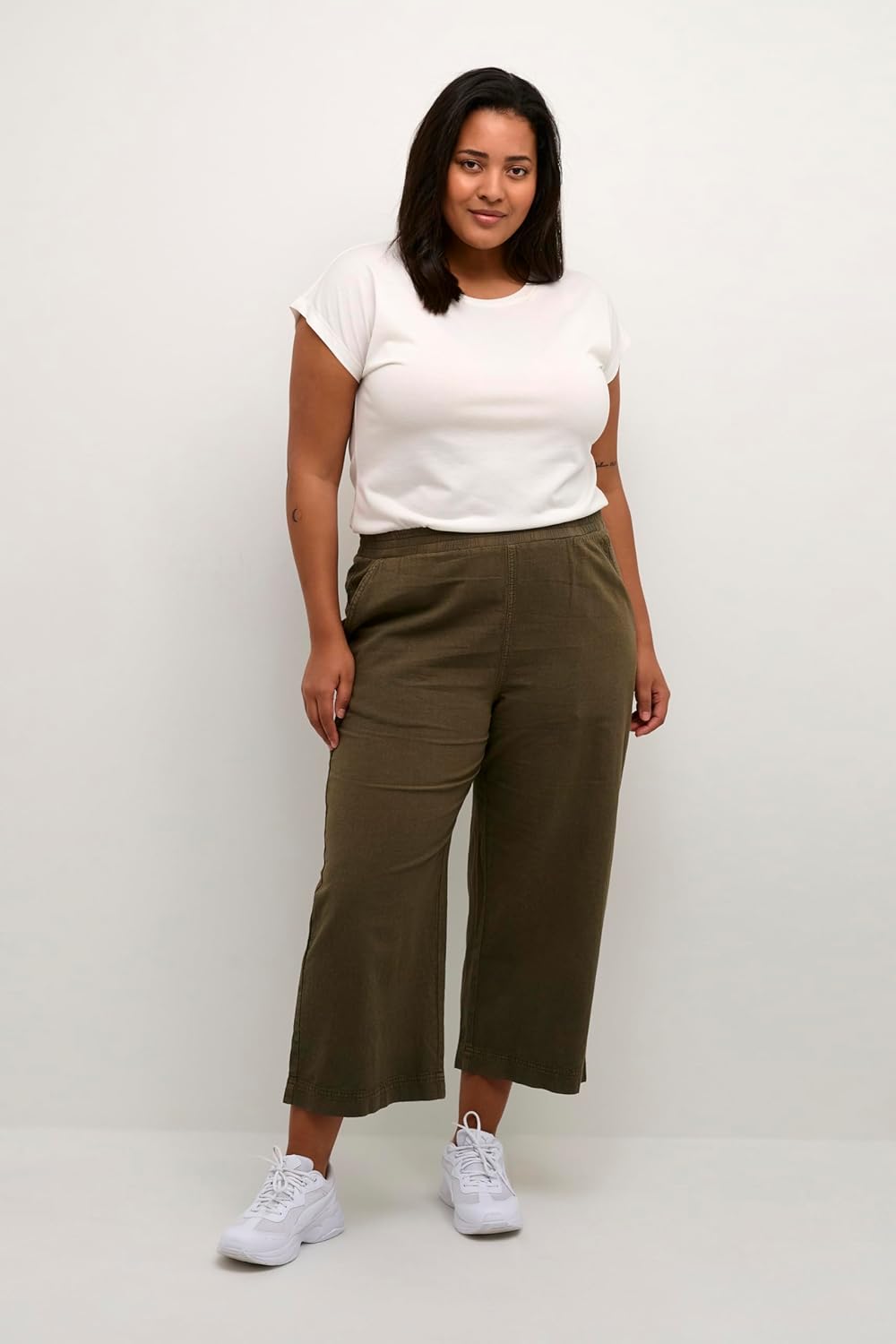KAFFE CURVE Casual Hose KCnana Damen Grosse Grössen Hose Culotte 3/4 Weite Culottehose 48 Grosse Grö