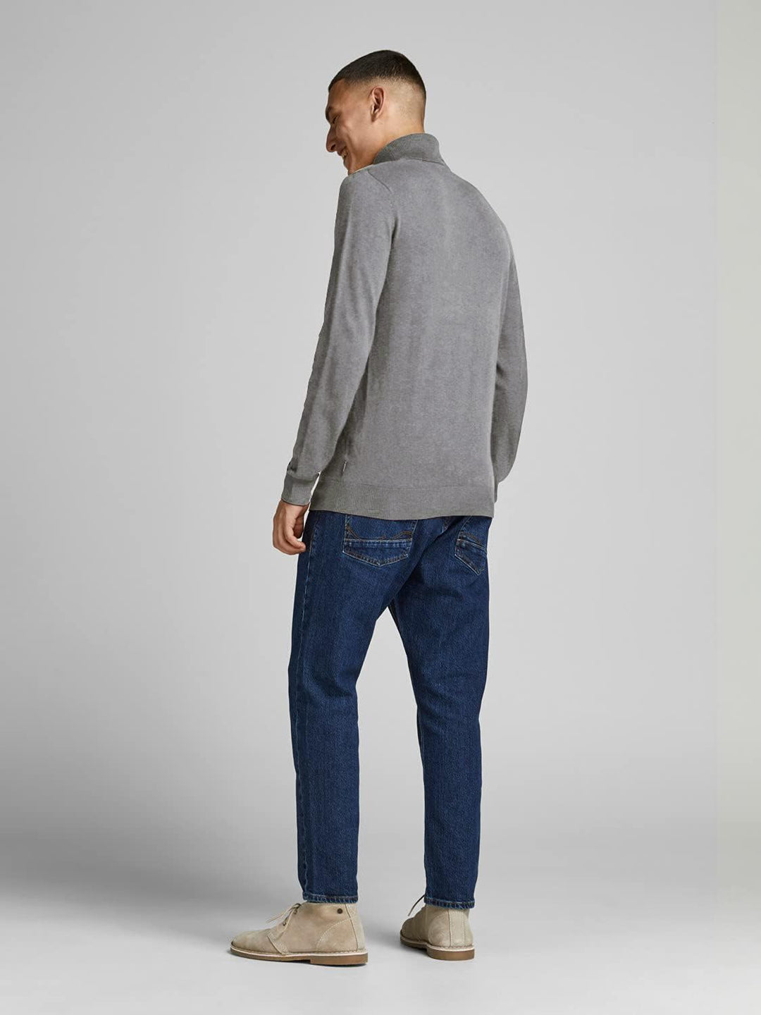 JACK & JONES Emil Knit Roll Neck Jumper M Grey Melange, M Grey Melange