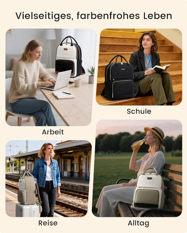 LOVEVOOK Rucksack Damen, 17.3 Zoll Laptop Schulrucksack Teenager mit Grossem Flaschenfach, Wasserdic
