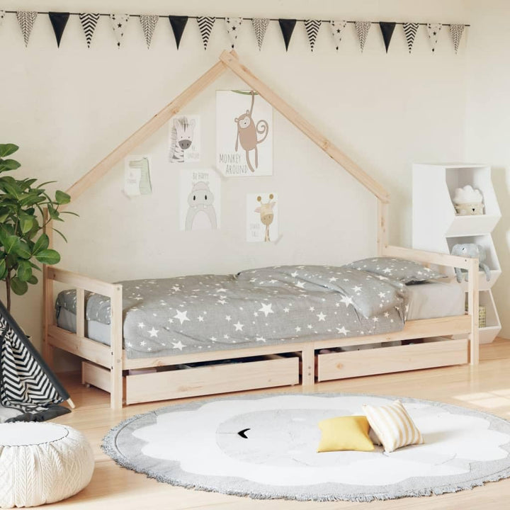 Festnight Hausbett 80x200 cm mit Schubladen ohne Matratze, Kinderbett mit Schubladen, Kinder Haus Be