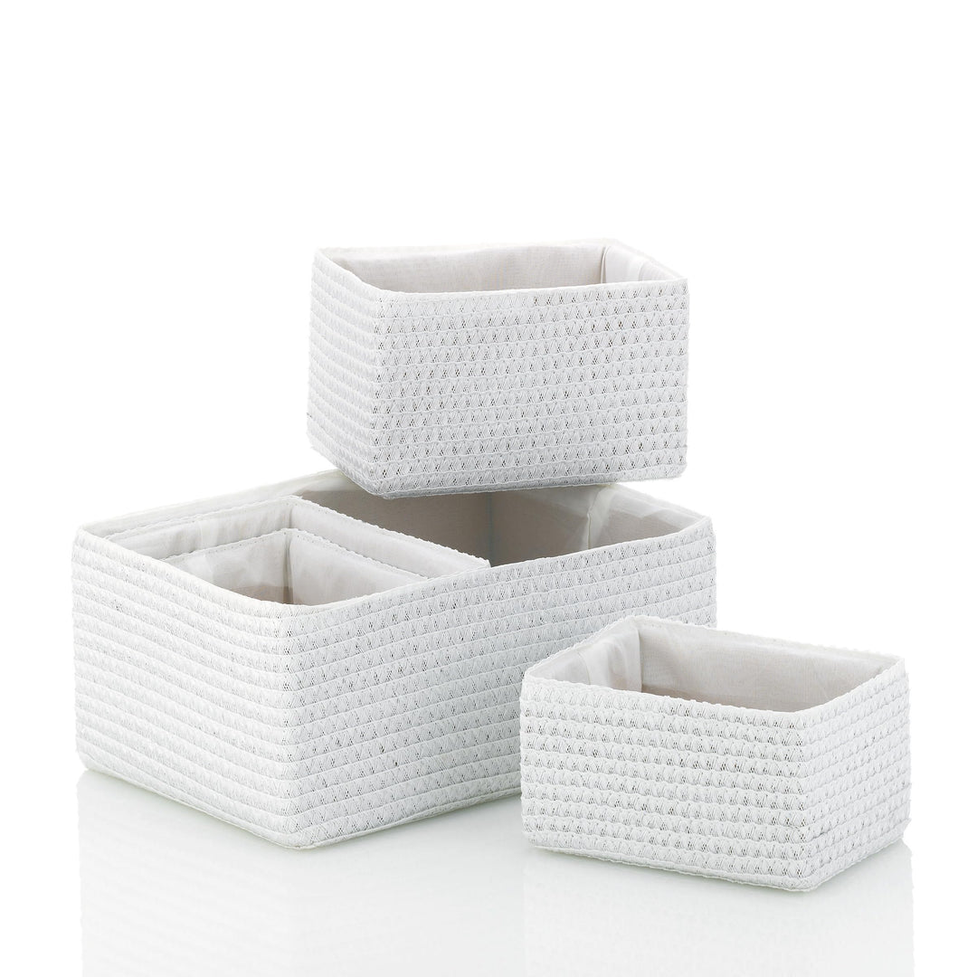 kela Korb-Set Rimossa, 5-teilig, unterschiedliche Grössen, PP-Kunststoff, weiss, Stoffinnenfutter, i