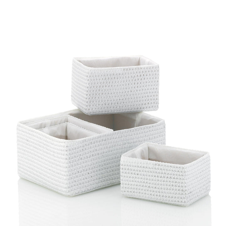 kela Korb-Set Rimossa, 5-teilig, unterschiedliche Grössen, PP-Kunststoff, weiss, Stoffinnenfutter, i