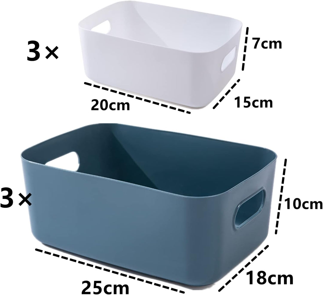 6 Stück Kunststoff Aufbewahrungsboxen,Mehrere Farben Organisation Aufbewahrungskörbe für Küche,Schra