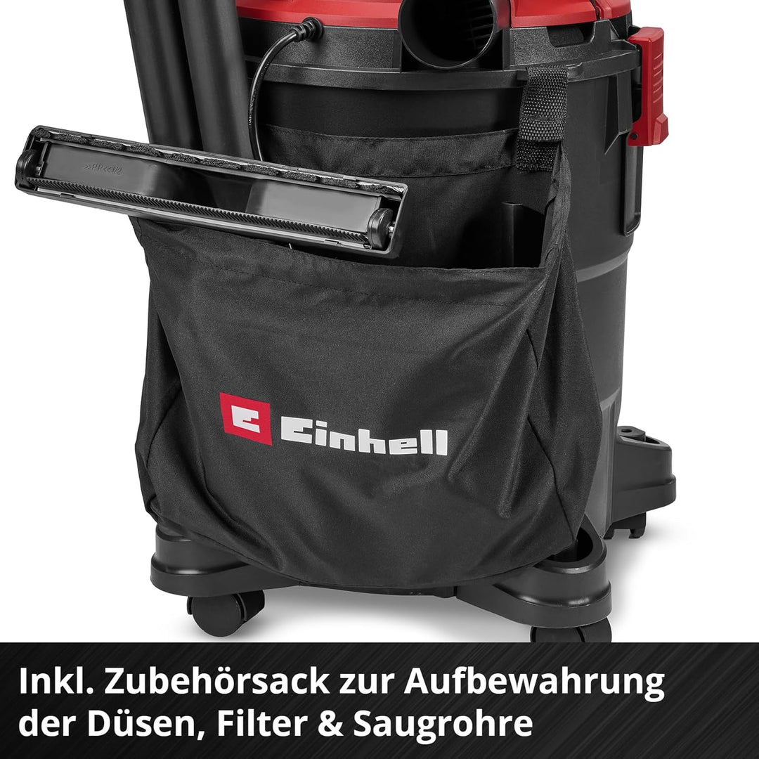 Einhell Nass-Trockensauger TC-VC 2555 (850 Watt, 180 mbar Saugleistung, 25 L Behälter, 4 Rollen, Tra