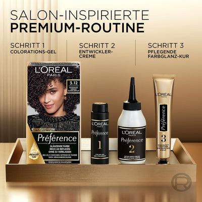 L'Oréal Paris Permanente Haarfarbe, Haarfärbeset mit Coloration und Farbglanz-Pflegebalsam, Préféren