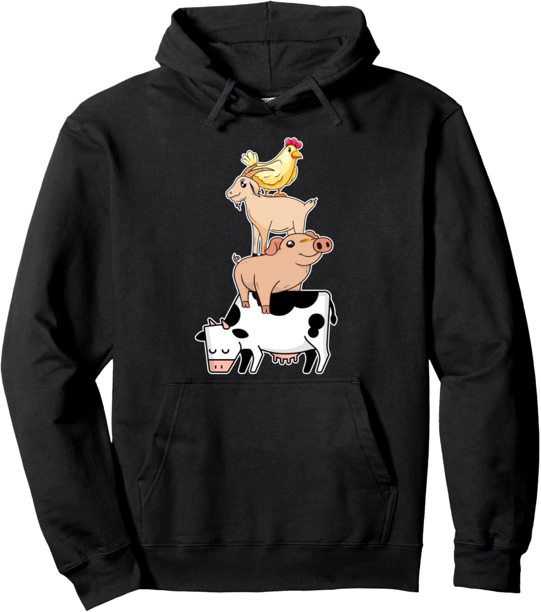 Cute Farming Animals - Vegan - Vegetarian - Be Kind - Sweet Pullover Hoodie