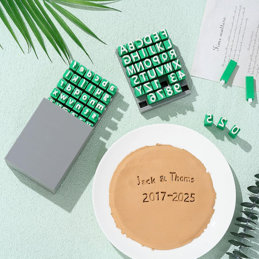 Alphabet Tonstempel Set, 2 Sets Alphabet Buchstaben Stempel für Ton und Keramik, mit Buchstaben Anza