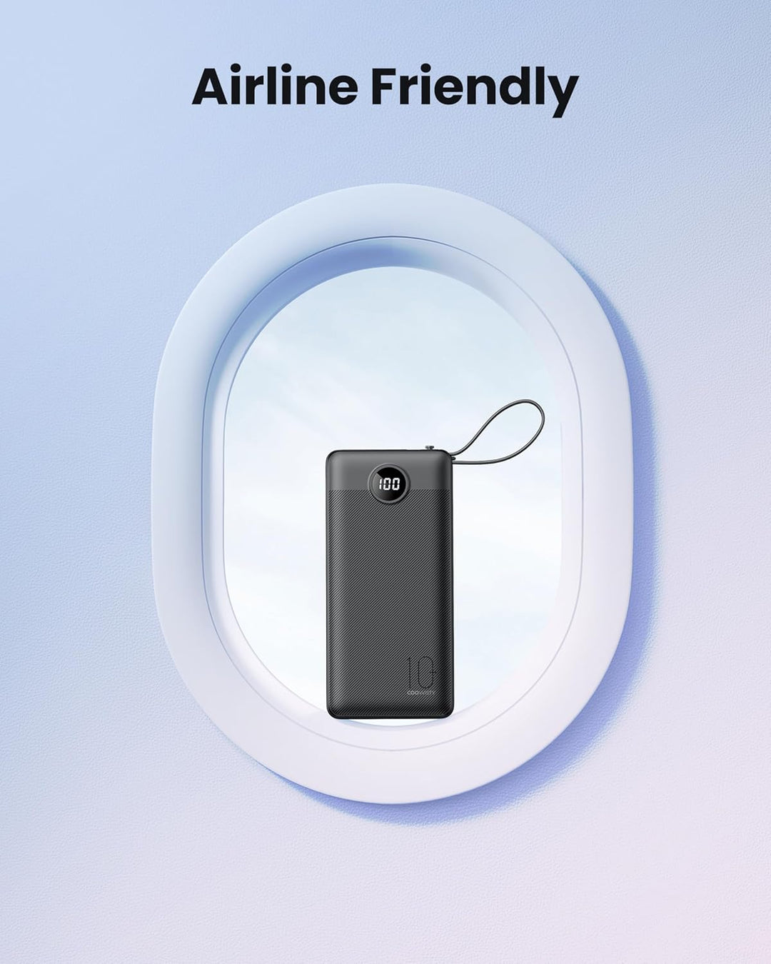 Power Bank mit Ladekabel, 10000mAh Tragbares Ladegerät USB C, 5 Ausgänge 2 Eingänge LED Display Exte