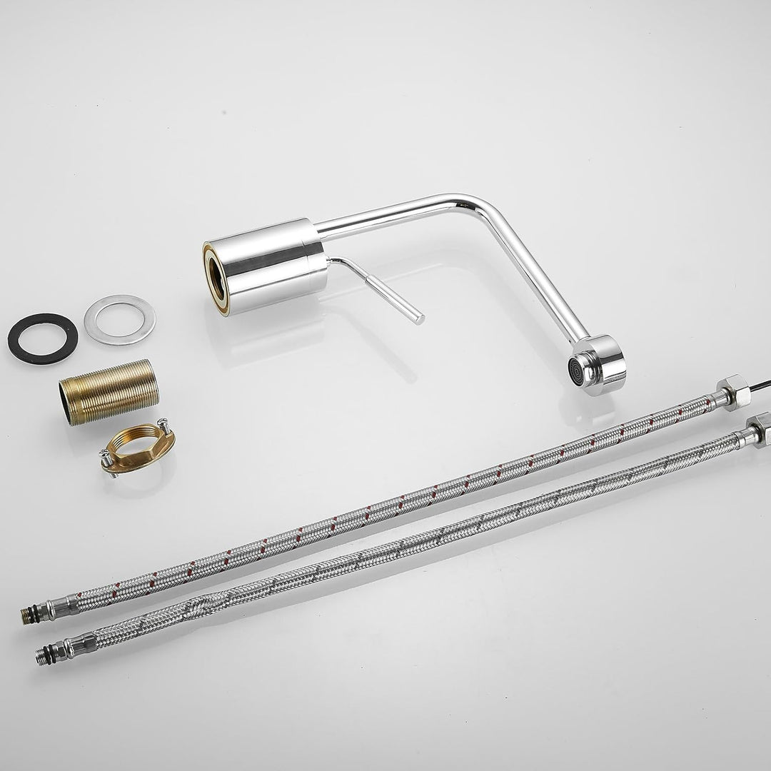 Leekayer Waschtischarmaturen Bad Waschbecken Wasserhahn Hohe Körper Chrom Schwanenhals Einhand Einlo