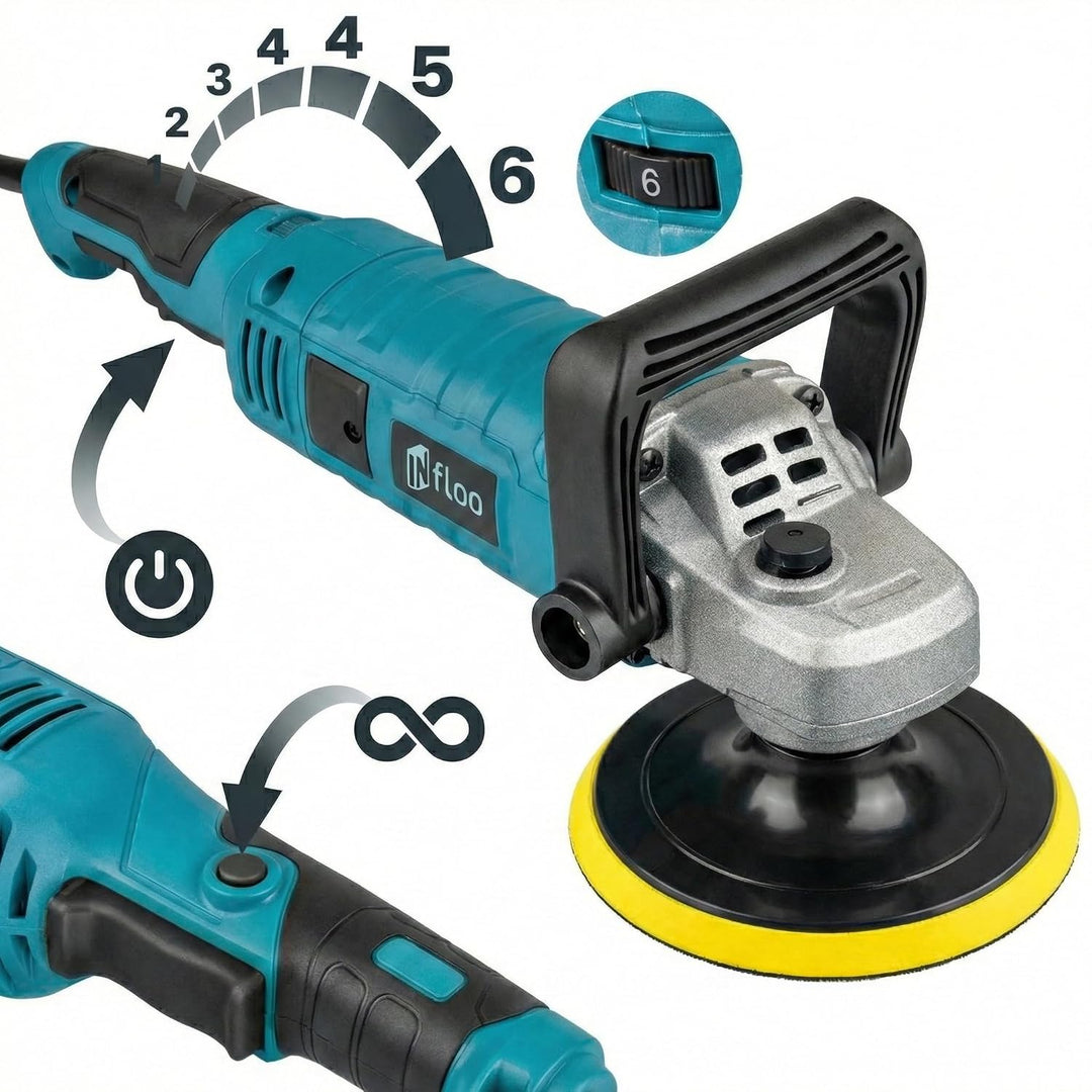 Rotations Poliermaschine 1580W – Auto Polierer 125mm, 500–3300 U/min, Drehzahlregelung, Poliermaschi