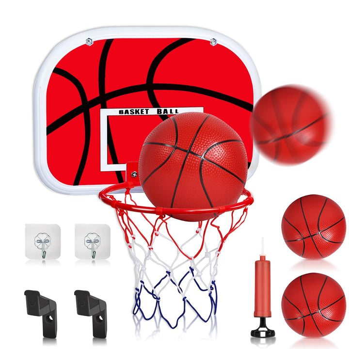 Basketballkorb für Zimmer, Mini Basketballkorb Indoor mit Ballpumpe und 2 Bällen, Basketball Korb im