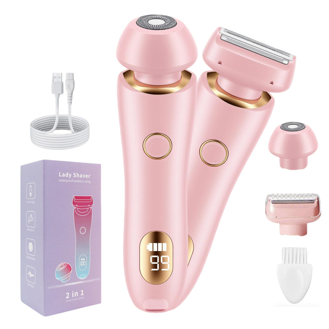 Rasierer Damen, Damen Rasierer Intimzone, 2 in 1 Damen Körperrasierer,Trocken und Nassbetrieb für Ac