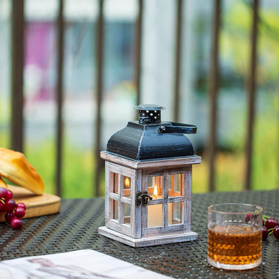 Romadedi Laterne Holz Holzlaternen für Kerzen - Windlicht Gartenwindlicht Kerzenständer Landhaus Dek