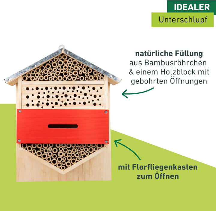 Windhager Insektenhotel Hexagon - Nistkasten, Bienenhotel, Bienenhaus - Insektenhaus aus Holz für Bi
