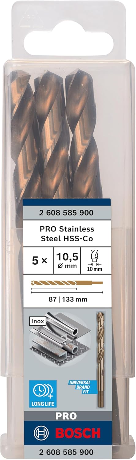 Bosch Professional Metallbohrer HSS-Cobalt (5 Stück, Ø 10,5 mm)