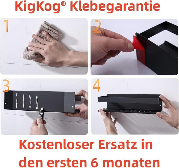 KigKog Duschablage ohne Bohren Matt Schwarz, Duschregal Wandmontage Edelstahl Rostfreier Duschkorb B