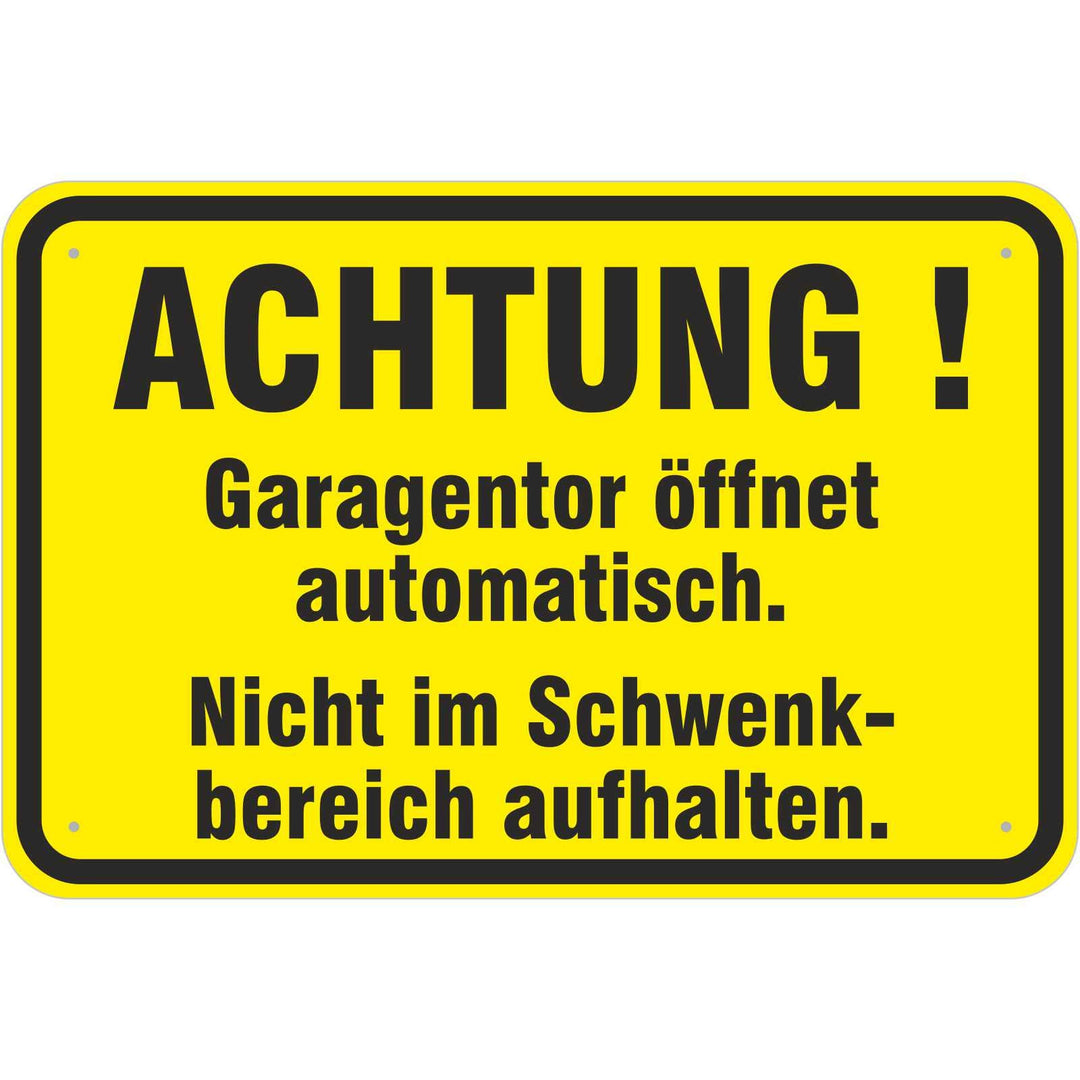 Schild Garagentor öffnet automatisch 400 x 600 mm aus Aluminium-Verbundmaterial 3mm stark Schild 40