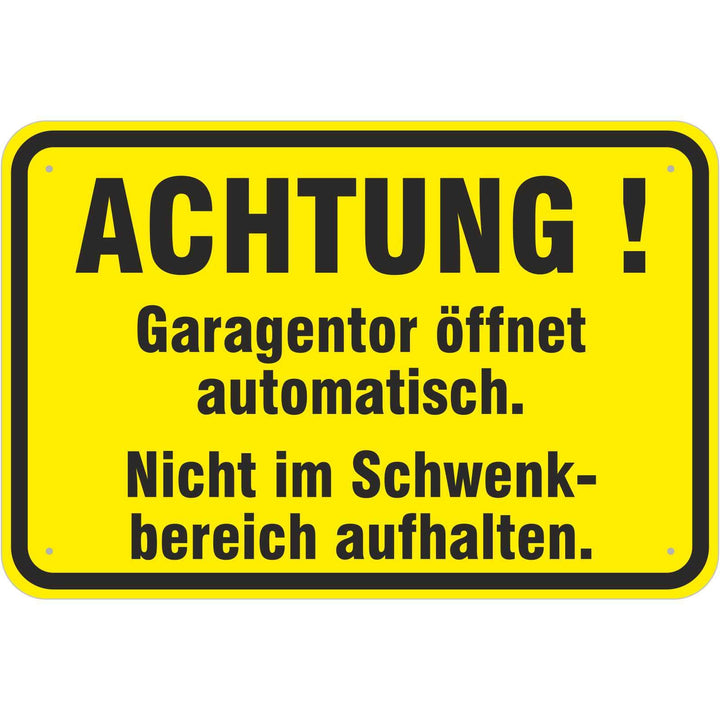 Schild Garagentor öffnet automatisch 400 x 600 mm aus Aluminium-Verbundmaterial 3mm stark Schild 40