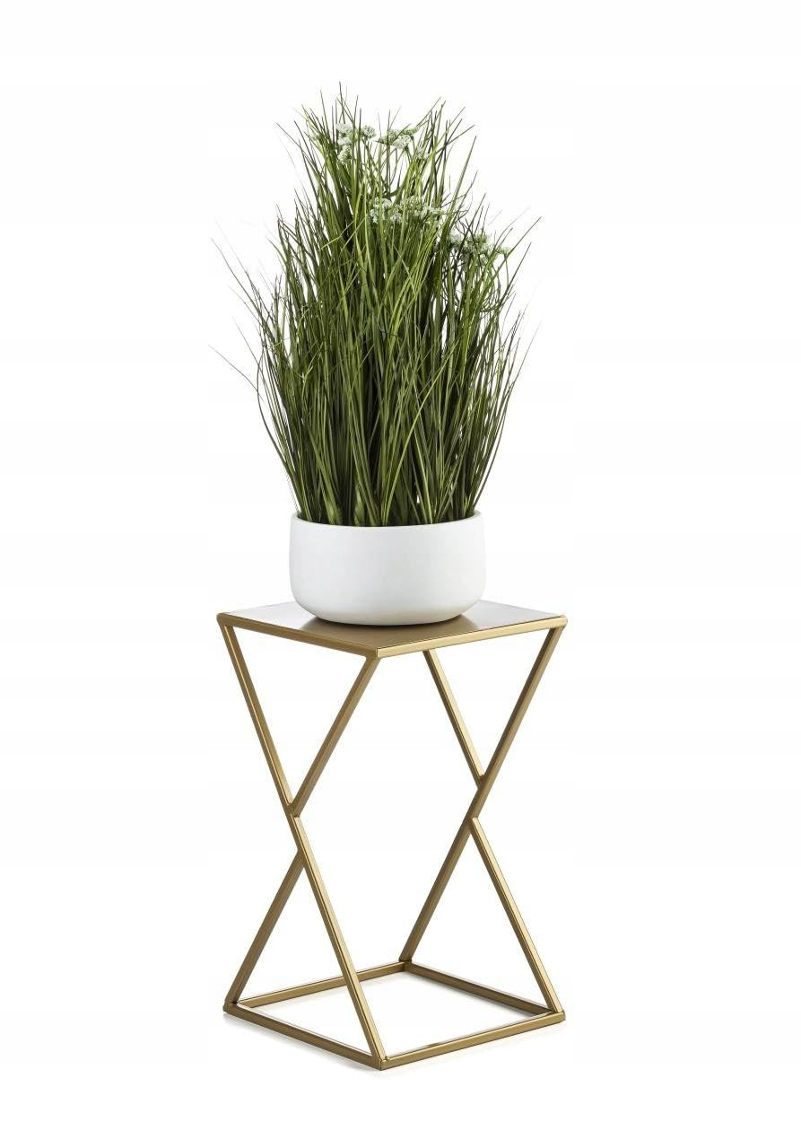 HowHomely Blumenständer Metall 40 x 24 cm - Solider und Minimalistischer Blumenhocker - Gold Pflanze