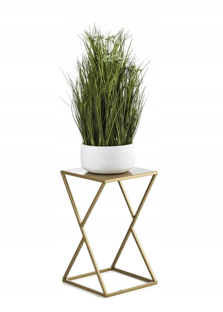HowHomely Blumenständer Metall 40 x 24 cm - Solider und Minimalistischer Blumenhocker - Gold Pflanze