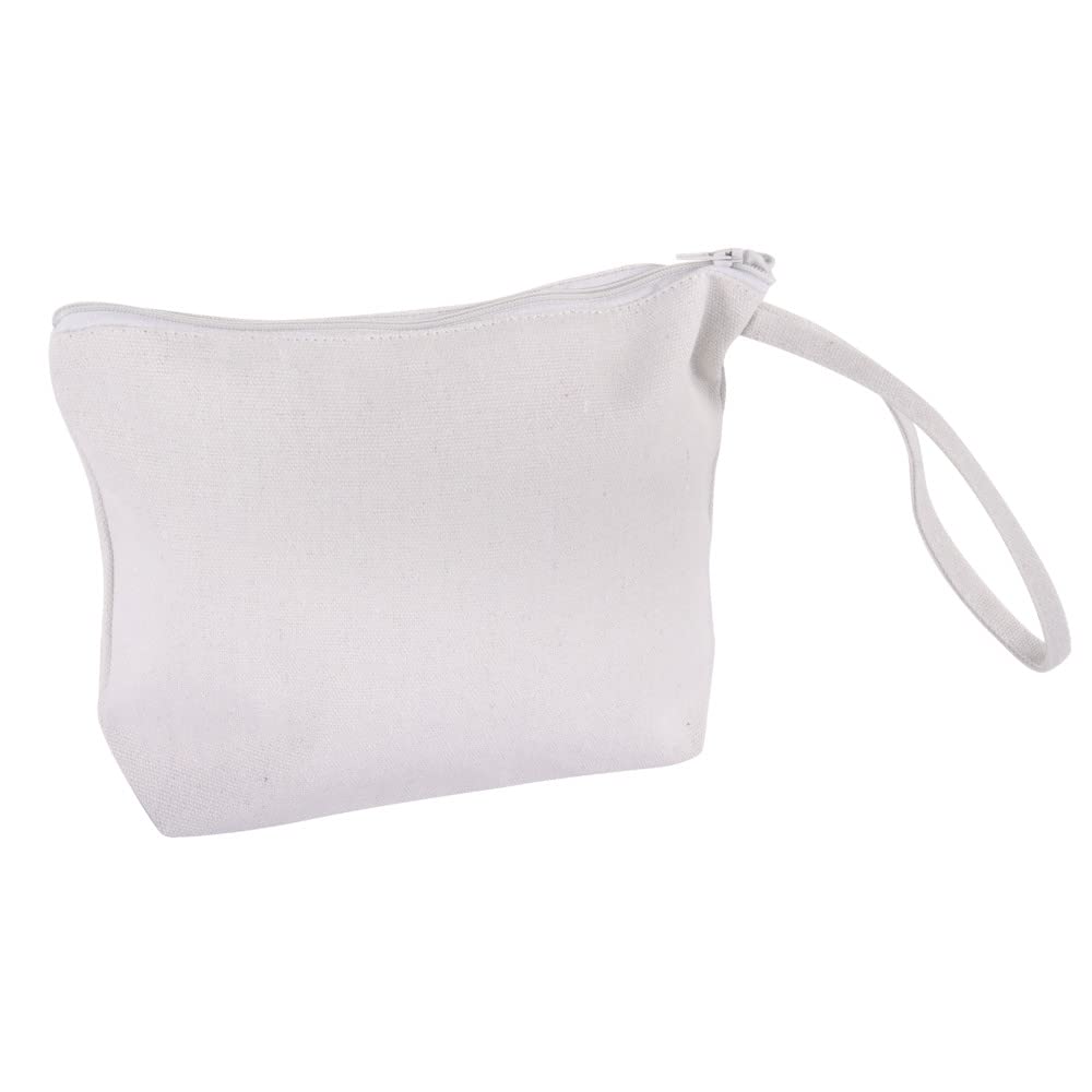 Rayher 53982102 Kosmetiktasche, weiss, 22 x 17 cm, mit Reissverschluss und Trageschlaufe, kleine Sch