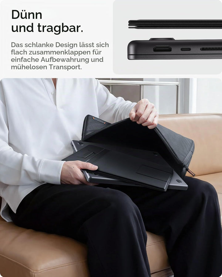 Spigen Slim Fold Laptop Ständer, Faltbare Laptop Halterung, Ergonomischer Erhöhung mit Doppelwinkel