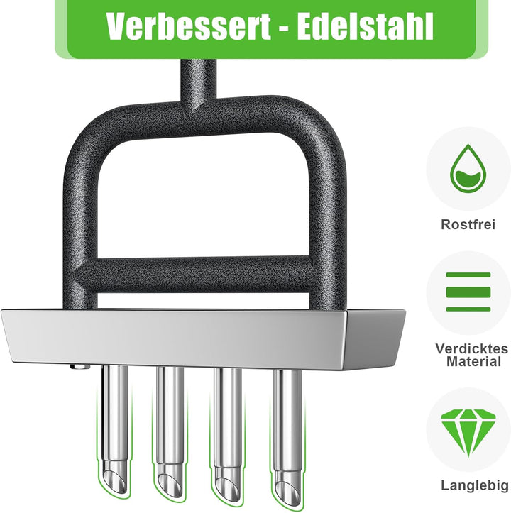 Rasenlüfter Manuell – Aerifizierer für Rasen Hohlspoon mit Edelstahl Ablageschale, Gartengeräten, La
