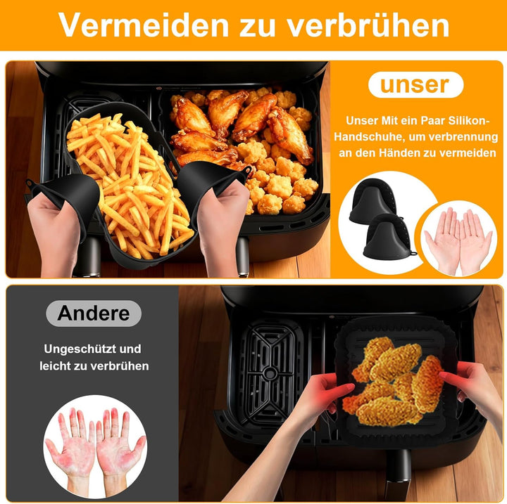 Heissluftfritteuse Silikonform für Philips Dual Basket 9l, 4 Stk Airfryer Zubehör für Philips 3000 S