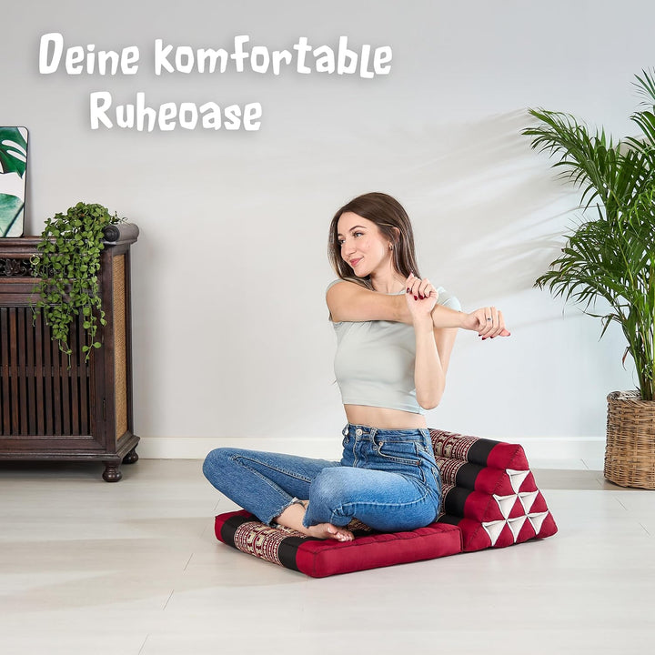 livasia Thaikissen mit 1 Auflage, Dreieckskissen mit Sitzkissen, Keilkissen mit Kapok, Rückenkissen