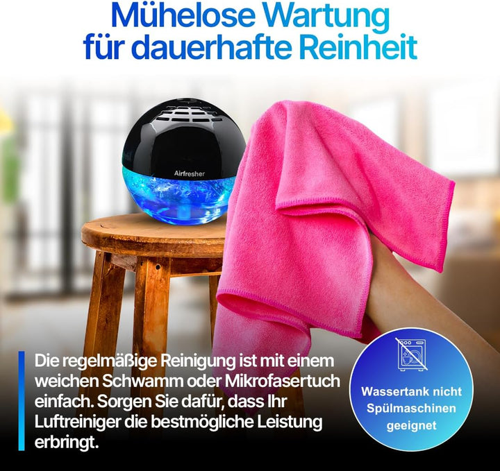 aspira Lufterfrischer mit Ionisator - geräuscharmer Luftbefeuchter mit LED Farb-Effekten - frischer