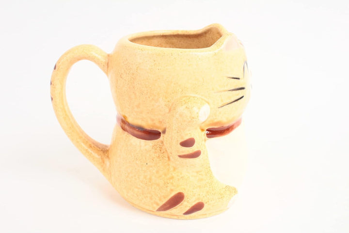 Mino ware Tasse, japanische Keramik, Manekineko-Katze, hergestellt in Japan (Import Japan), Honiggel