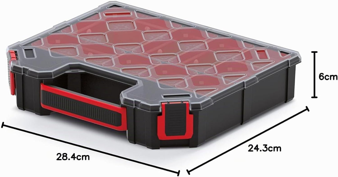 Sortimentskasten 284x243x50 mm - Sortimentsbox für Zubehör und Kleinteile - Schraubenbox mit 7 Einsä