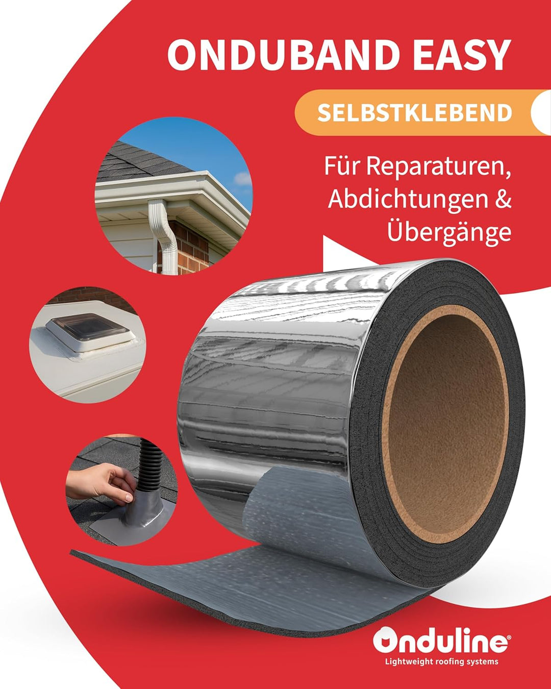 Onduline – Onduband Easy Bitumen Dichtungsband 5m x 10cm – Kaltselbstklebendes Bitumenband wasserdic