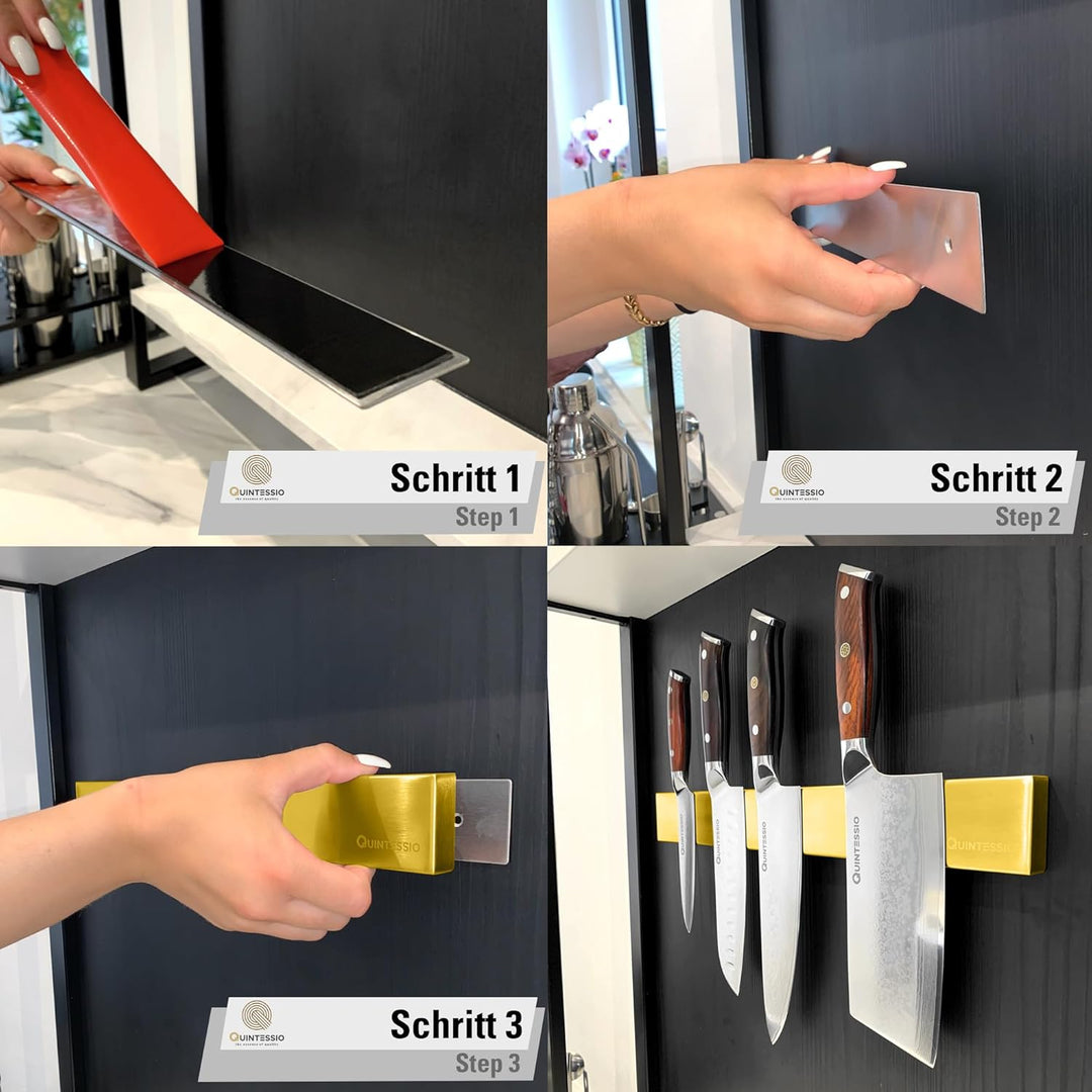 Magnetleiste Messer Edelstahl - Magnet Messerhalter selbstklebend oder zum Bohren - Messerhalter mag