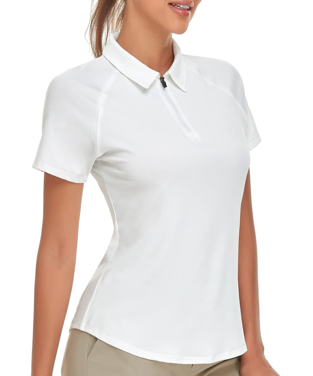 Soneven Poloshirt für Damen Kurzarm Sportshirt mit 1/4 Reissverschluss Sport Tshirts Schnelltrocknen