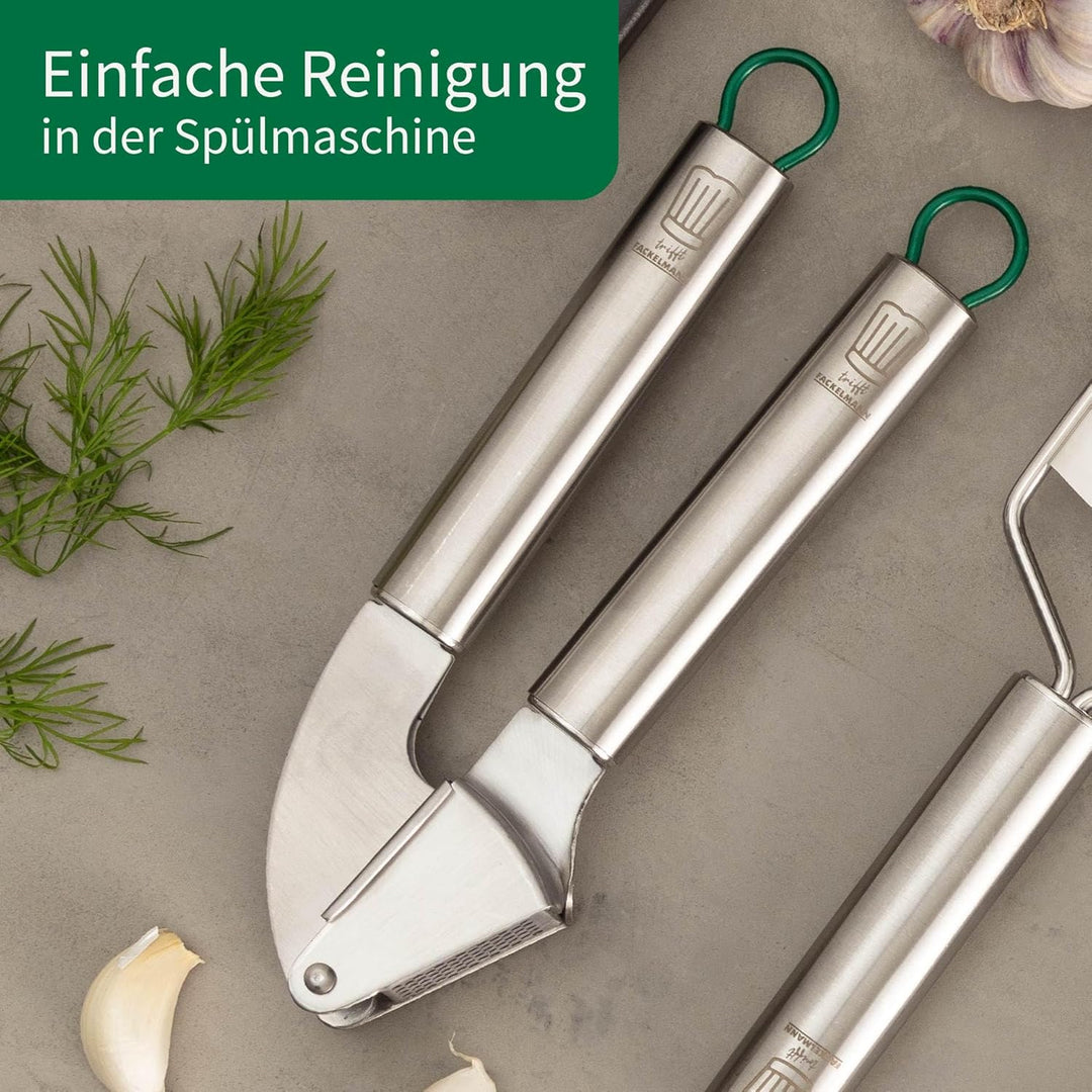 Chefkoch trifft Fackelmann – Premium Knoblauchpresse aus hochwertigem Edelstahl, ergonomisches Desig