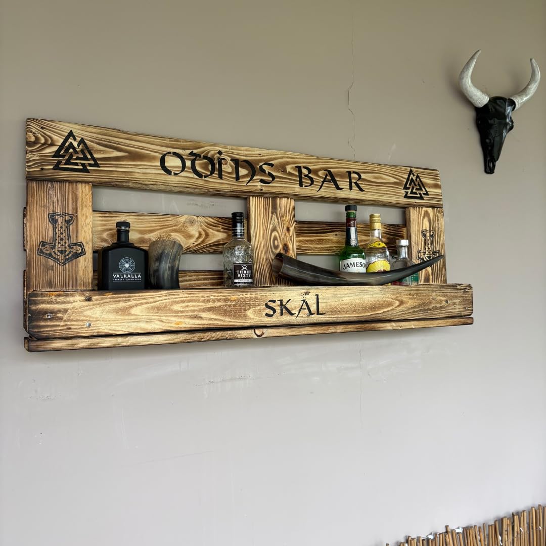 WIKINGER BAR Weinregal Personalisierbar mit Getränkespender Rustikal Met Bier Schnaps Regal Whisky G