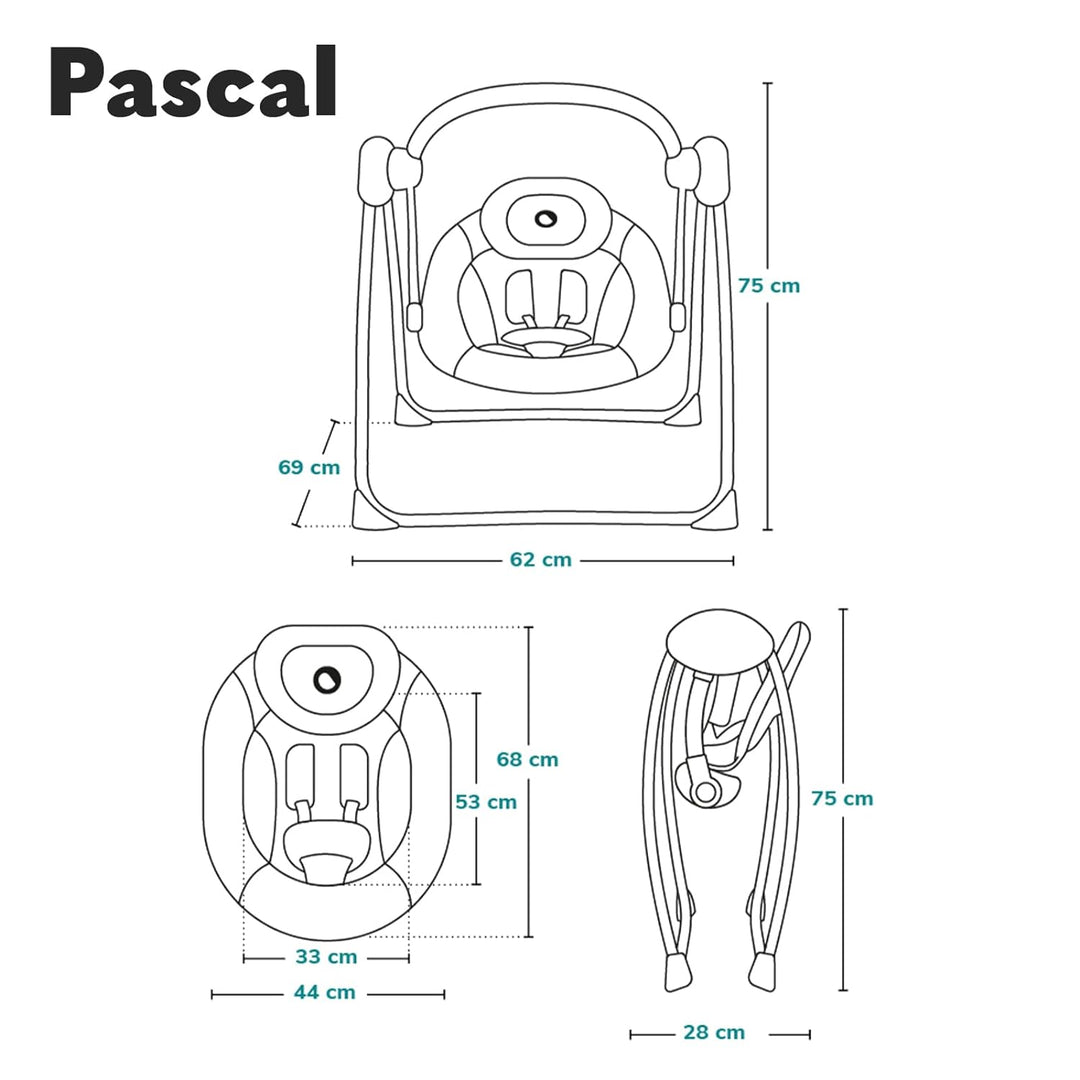 LIONELO Pascal Baby Wippe, sanfte Vibrationen, 5 Melodien, Spielzeugkarussell mit interaktiven Plüsc