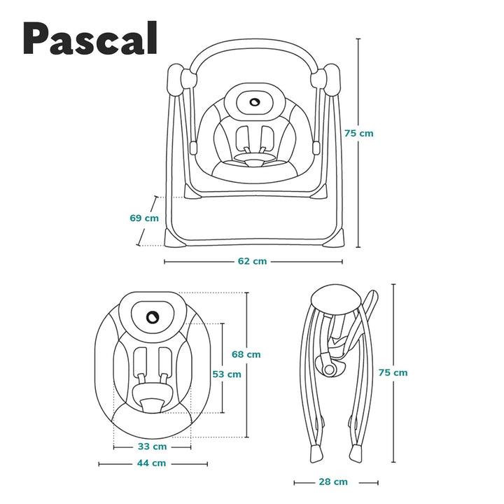 LIONELO Pascal Baby Wippe, sanfte Vibrationen, 5 Melodien, Spielzeugkarussell mit interaktiven Plüsc